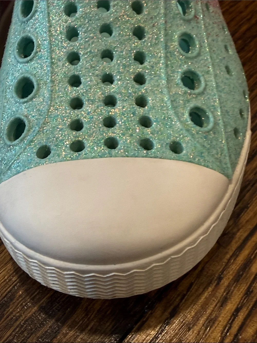 Native Blue & Pink Sparkle Slip-On Water Shoes Size 5